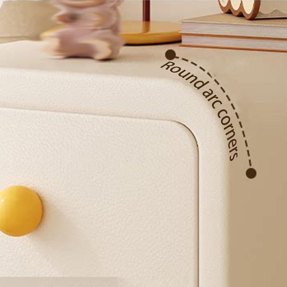 Wooden Bedside Tables,Cream-Style Nightstand with 3 Drawers, Narrow Night Sta...