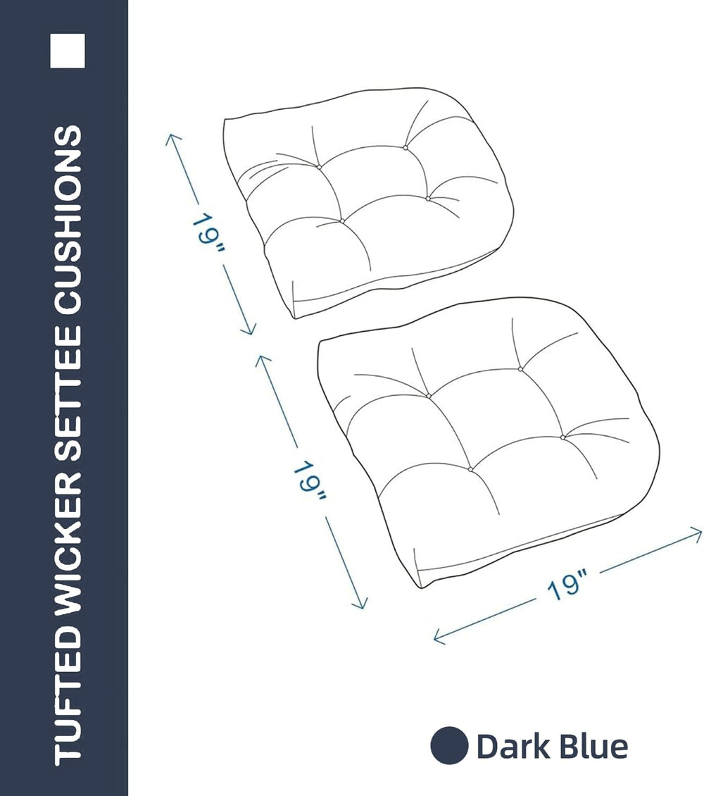 Outdoor Chair Cushions 19x19x4 Inch Set of 2, Dark Blue