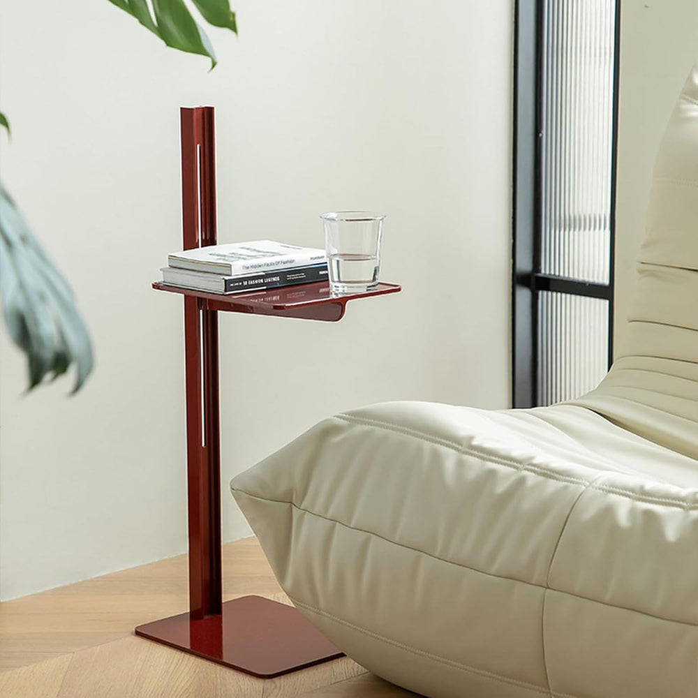 C-Shaped Metal End Table, Height Adjustable Side Table Rectangular Coffee Tab...