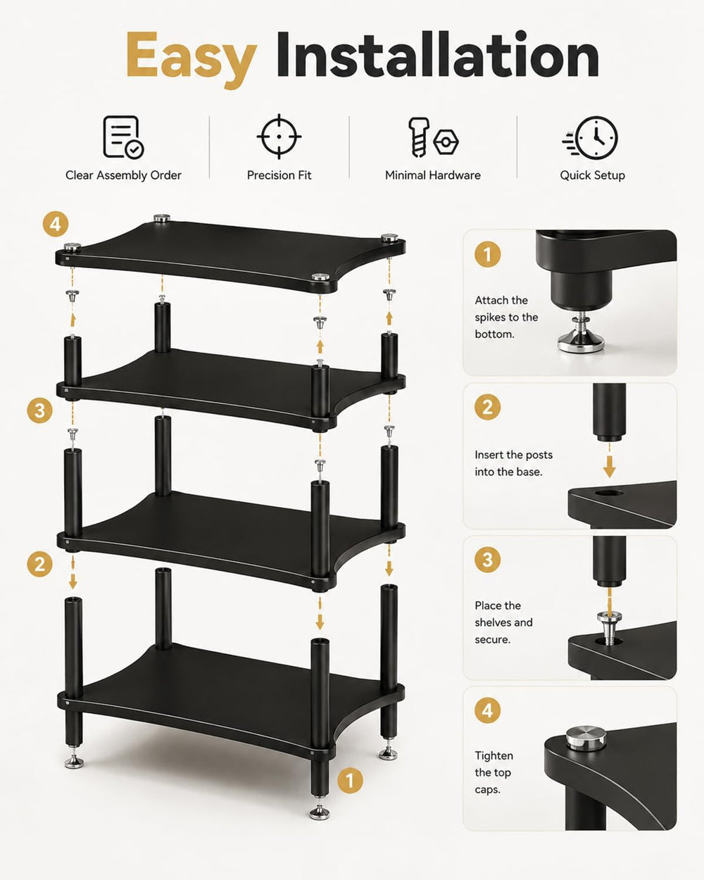 Heavy Duty 2-Tier AV Media Stand, 176 lb Load Capacity, Black