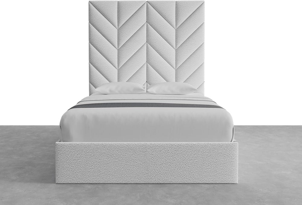 VANT Chevron Upholstered Wall Panels, Boucle Ivory, Queen Size