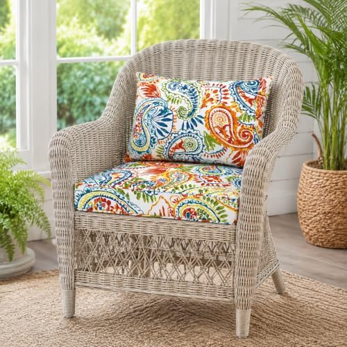 Outdoor Patio Seat/Back Chair Cushion Set 22"x22" Waterproof Fade-R...