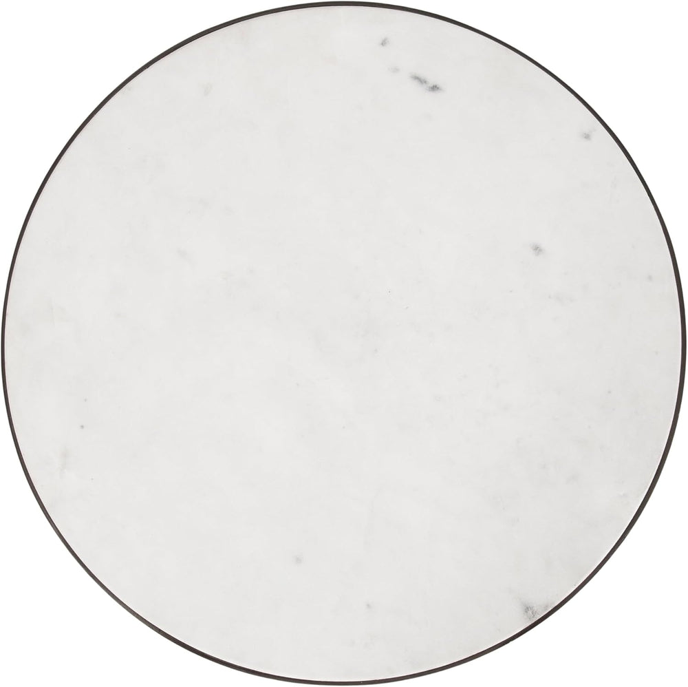 Kate and Laurel Gribben Modern Round Marble Side Table, 14 x 14 x 24, White a...