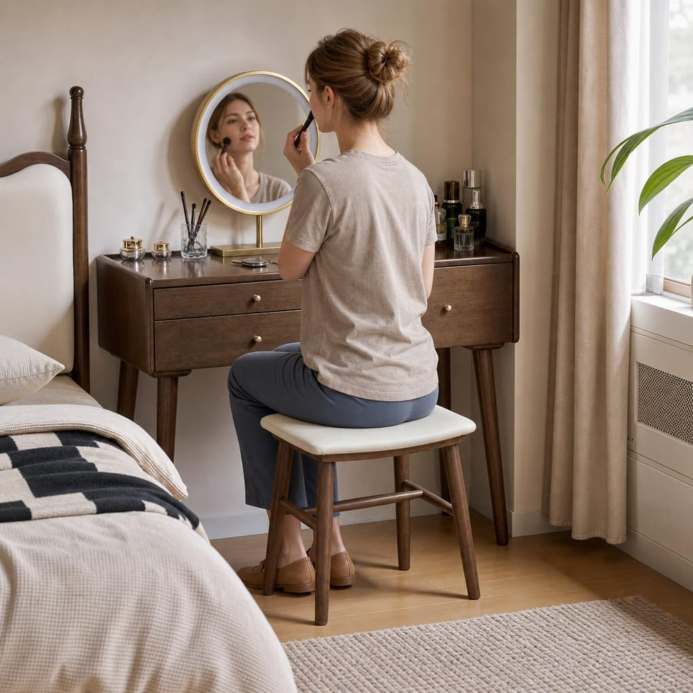 Vanity Desk, Solid Rubberwood Dressing Table, Study Desk and Vanity Table for...