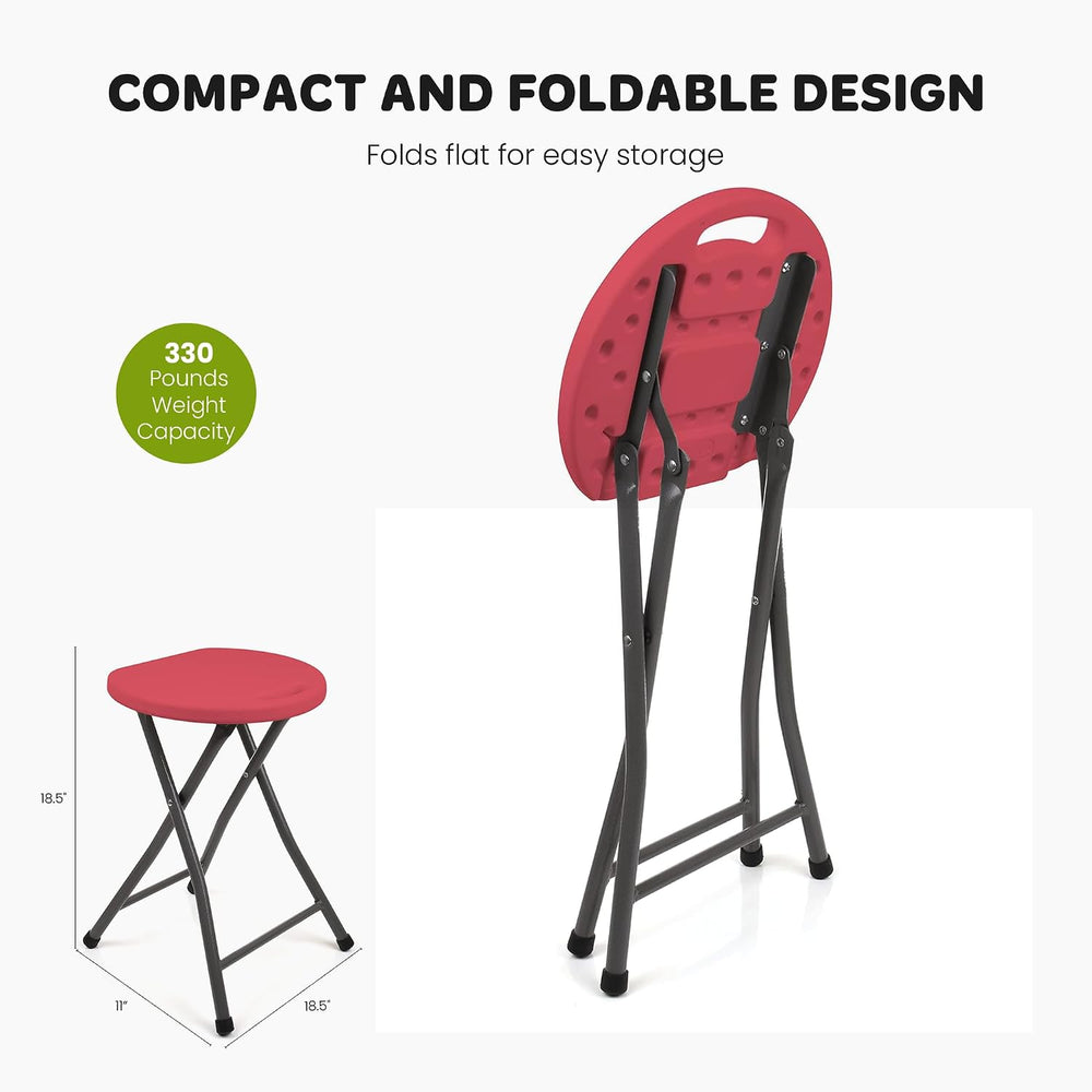 Mintra Home Folding Stools - 18.5in Height, Metal, Heavy Duty (1 Pack, White)