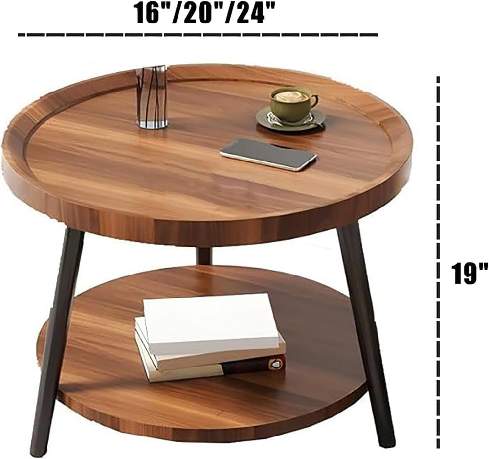 Small Round Side Table, 2-Tier Mid Century Modern Side Table, Round End Table...