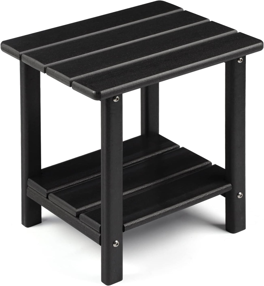 Apolimi Adirondack Outdoor Side Table, 2-Tier Sturdy Patio End Table Weather ...