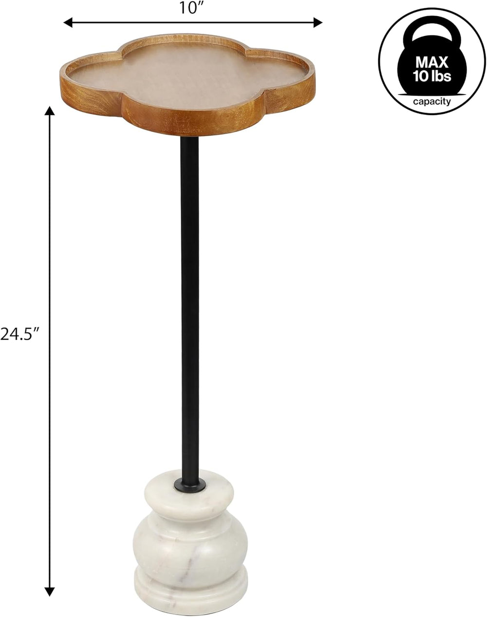 JONATHAN Y Colby Mango Wood Top Drink Table, 24.5" Tall Quatrefoil Marti...