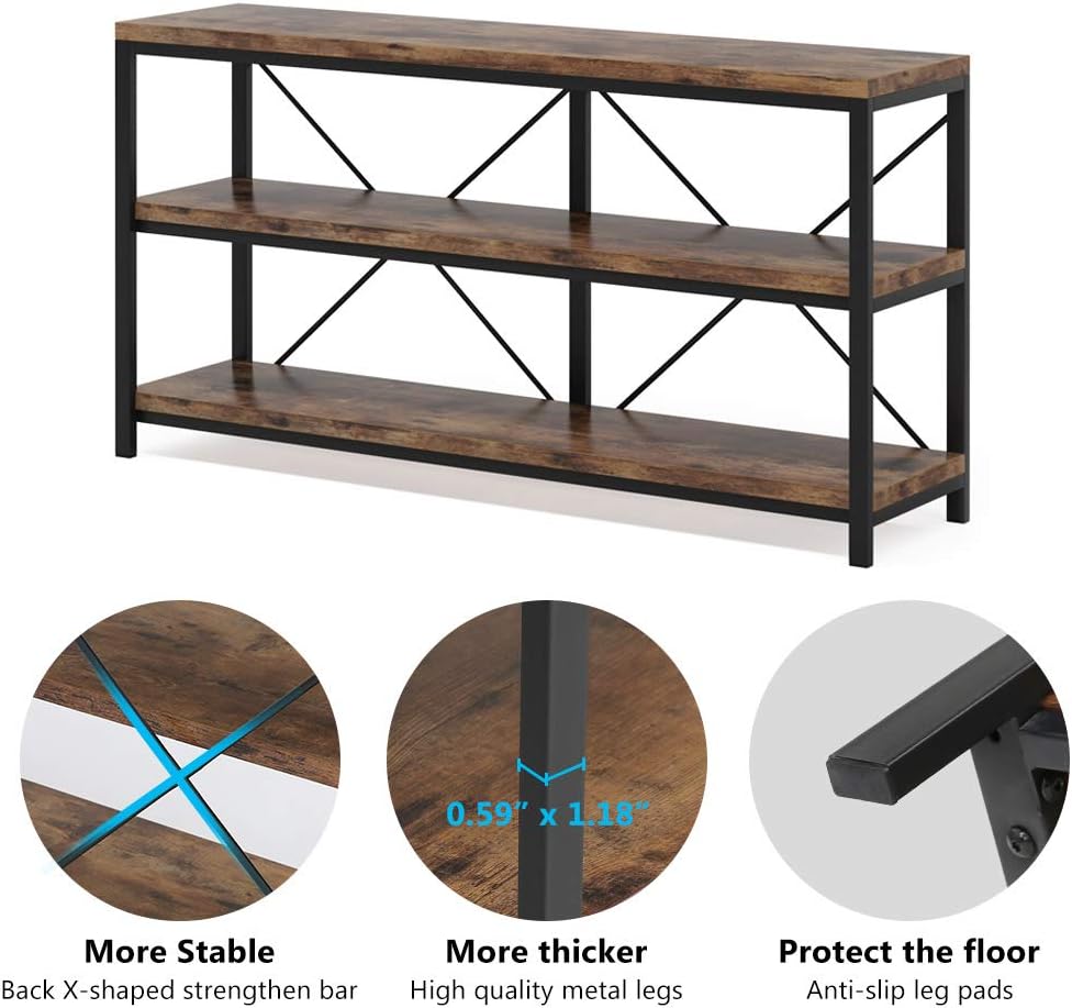 Tribesigns 55 Inches Long Sofa Table with Storage Shelves, 3 Tiers Industrial...