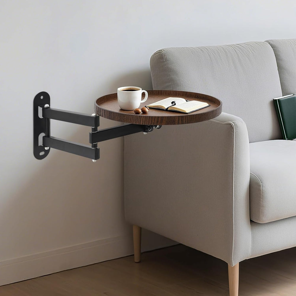 Wall Mounted Folding Table, Solid Wood Retractable Wall Desk w/Oval Base, 180...