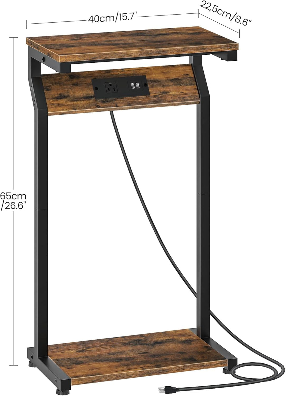 CHOEZON Narrow Side Table with Charging Station, 27" Skinny End Table fo...