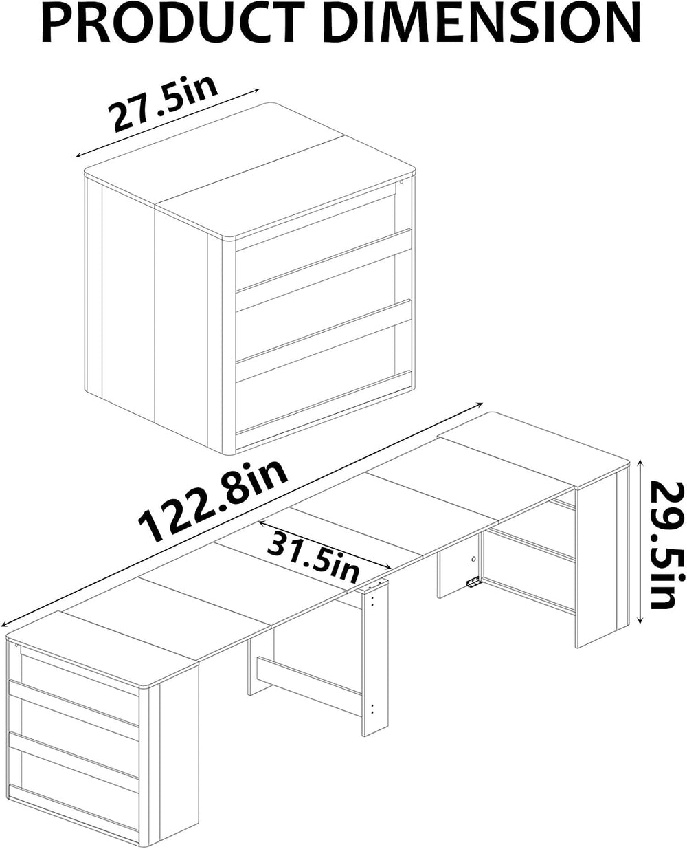 28" - 123" Large Extendable Dining Table, Expandable Table for 2-10...