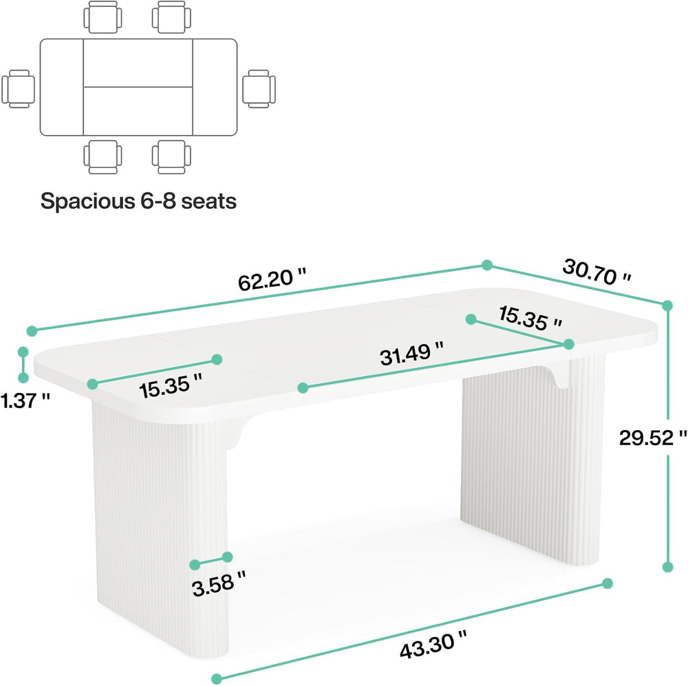 Tribesigns Dining Table for 4-6, Rectangular Wood Kitchen Tables with Double ...