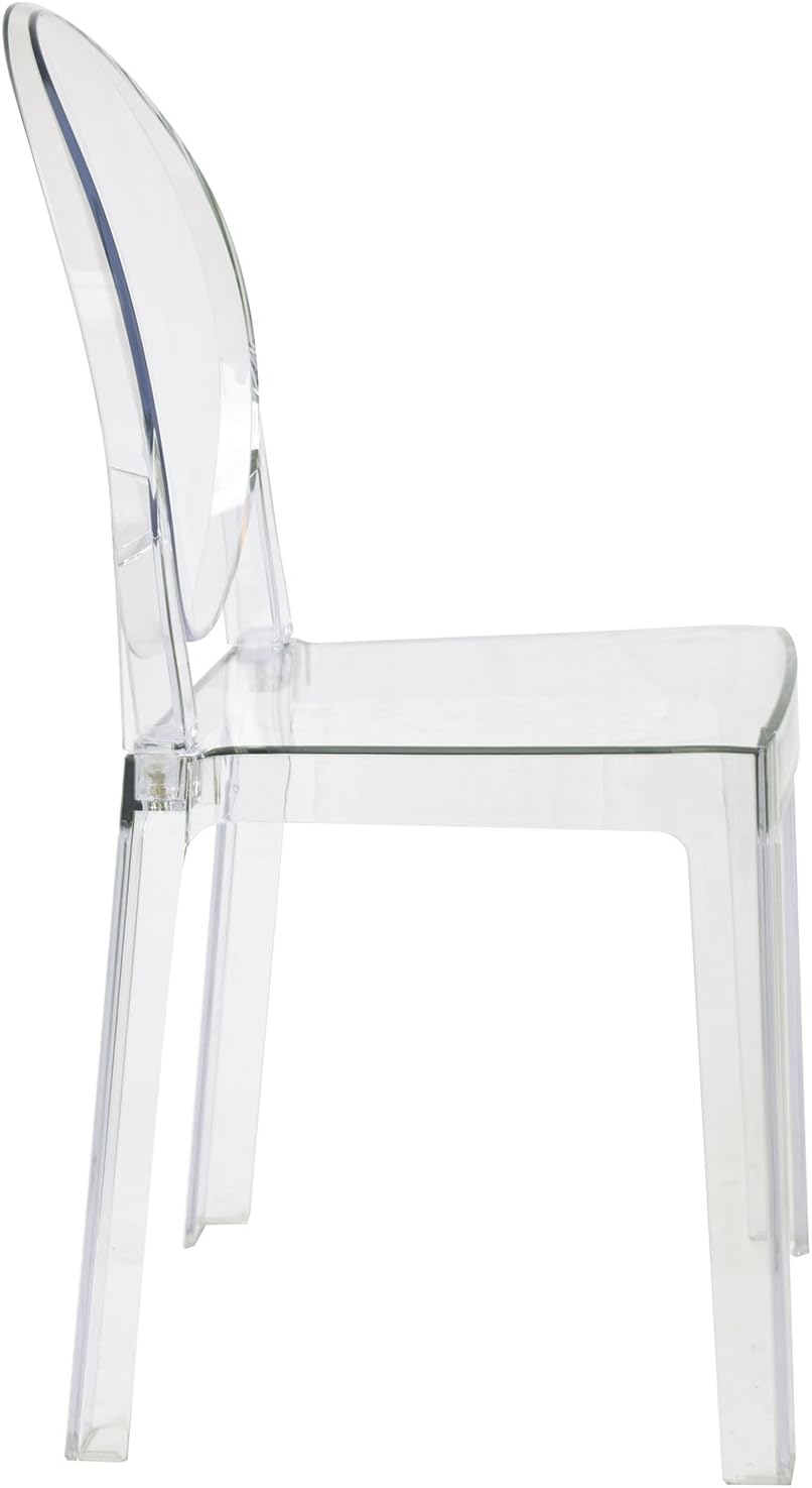 2xhome Ghost Dining Chair with Oval Back | Transparent Acrylic Accent Side Ch...
