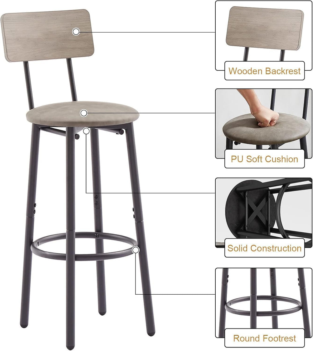 3-Piece Dining Table Set for 2, Small Round Kitchen Table with 2 Chairs, Coun...