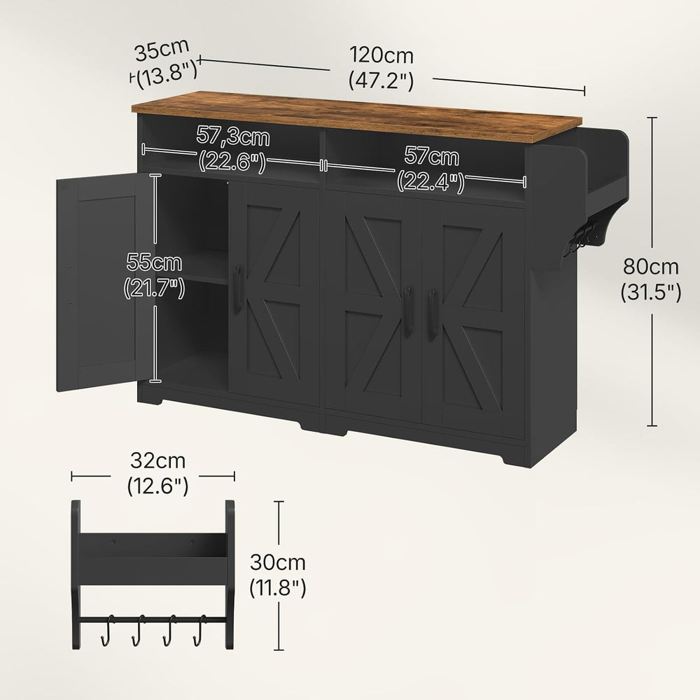 YATINEY Coffee Bar Cabinet, Kitchen Island with Storage, Farmhouse Sideboard ...