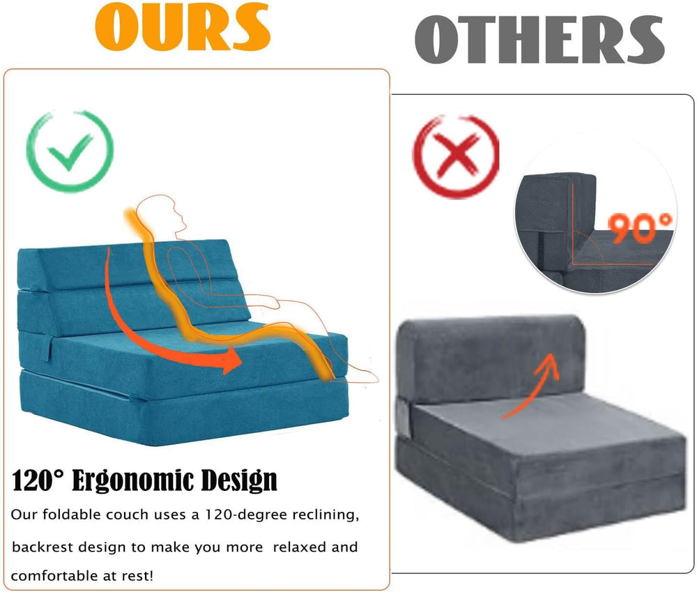 jela Foldable Sofa Bed, Convertible Sleeper Lounge Chair Floor Mattress Floor...