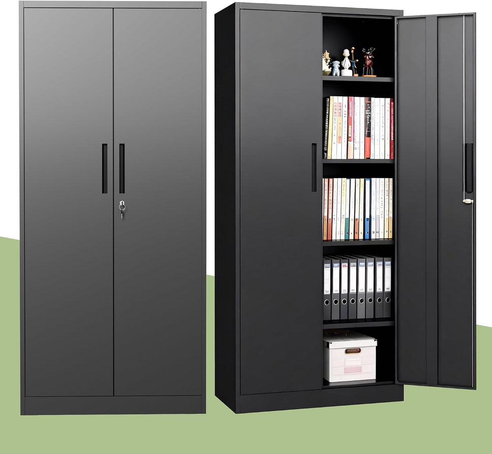 Metal Storage Cabinet, 71" H Garage Storage Cabinet with Doors and Adjus...