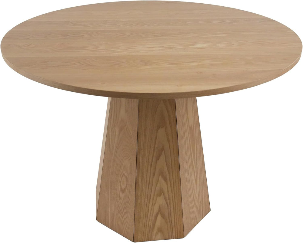 BESTANO 39” Round Solid Wood Dining Table for 4-5 People, Modern Pedestal Din...