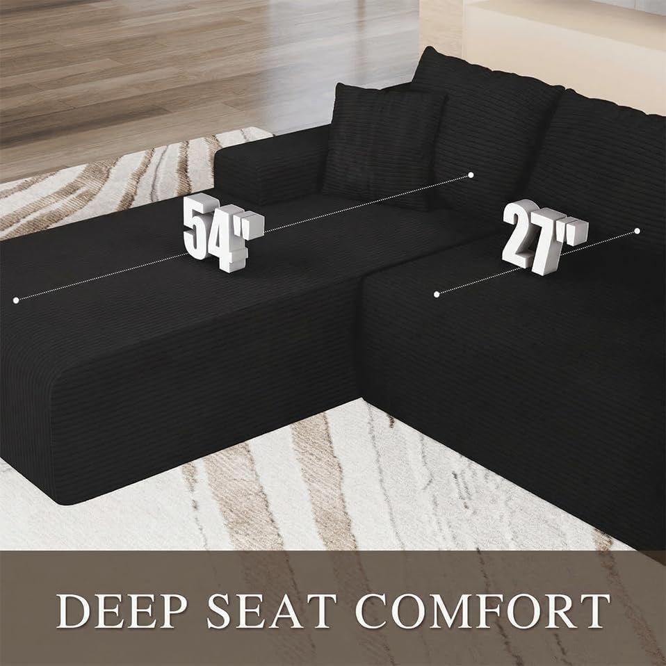96" L Shaped Modular Sectional Sofa, Cloud Couch with Deep Seat Chaise, ...