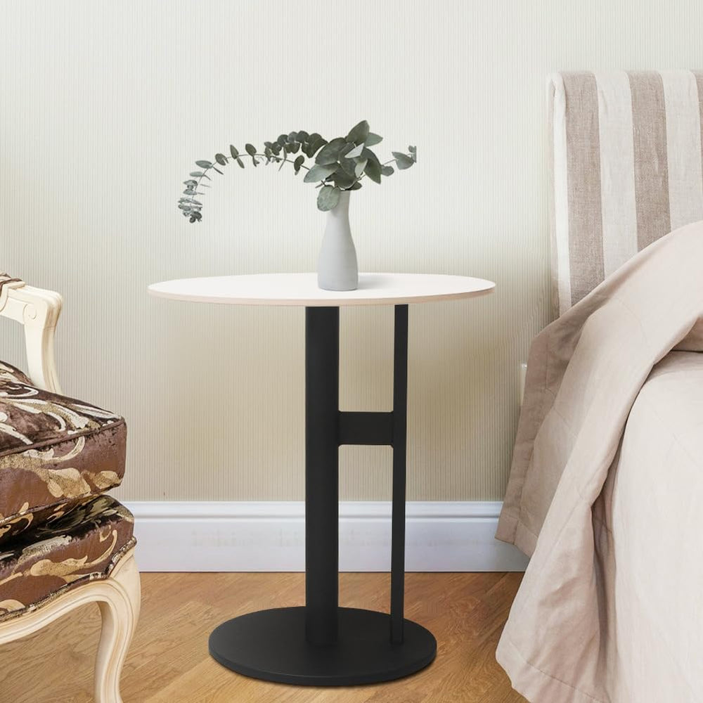 Modern Round Marble Top Side Table with Metal Base - Elegant Design for Livin...