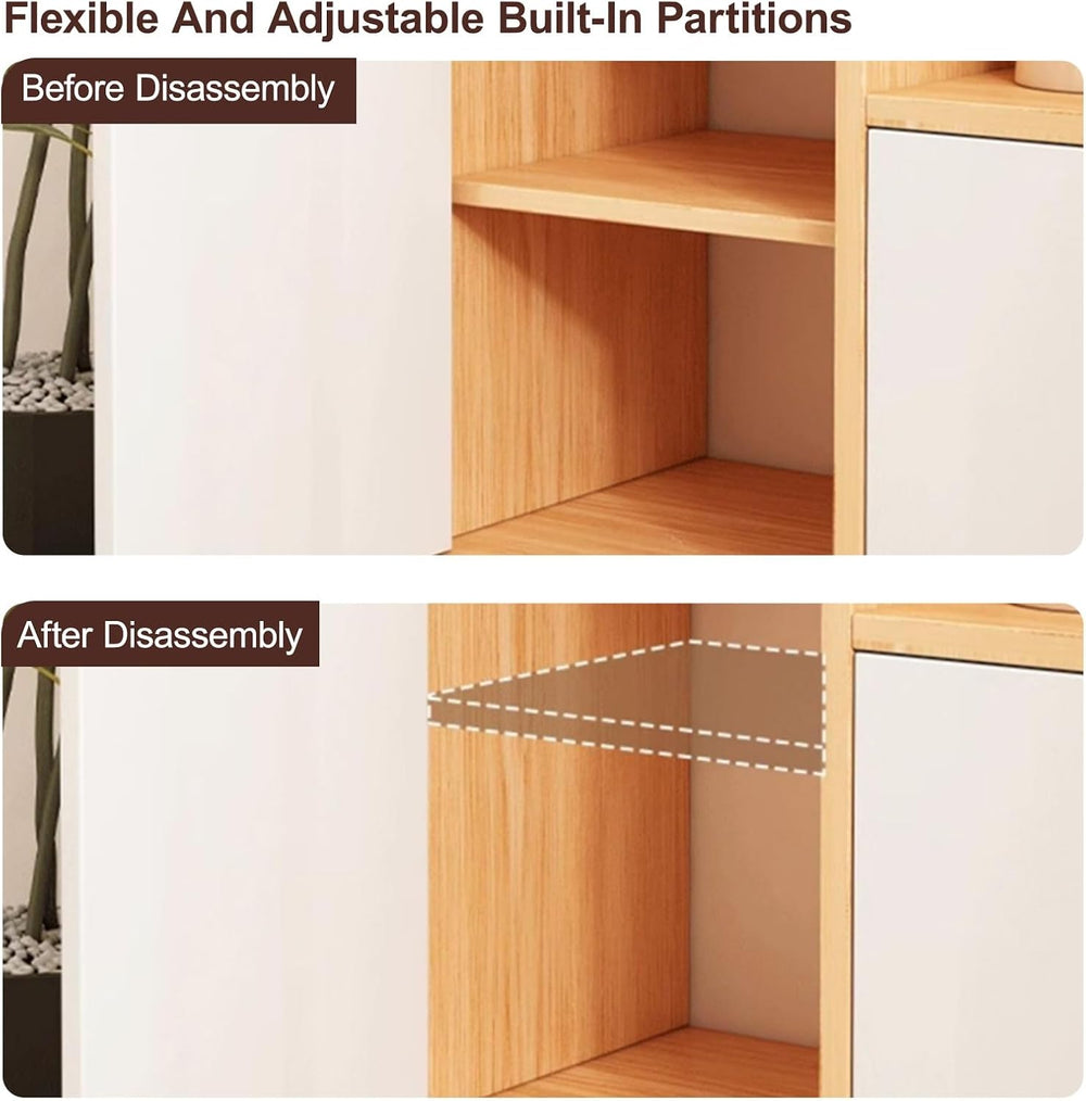 Kitchen Pantry Storage Cabinet with 4 Doors and Adjustable Shelves, Pantry St...