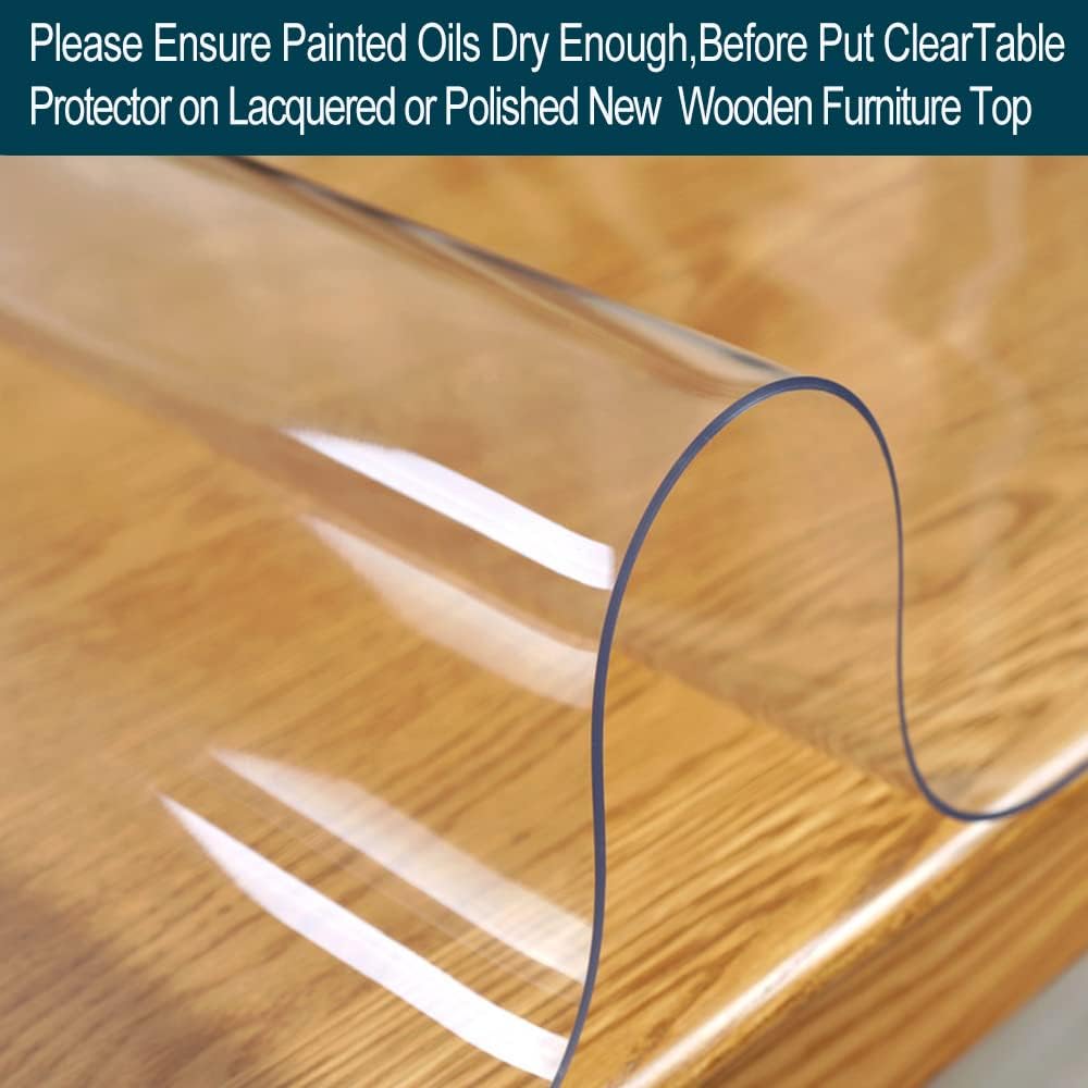 Clear Tabletop Topper Table Protector Wipeable Heat Resistant Wooden Marble G...