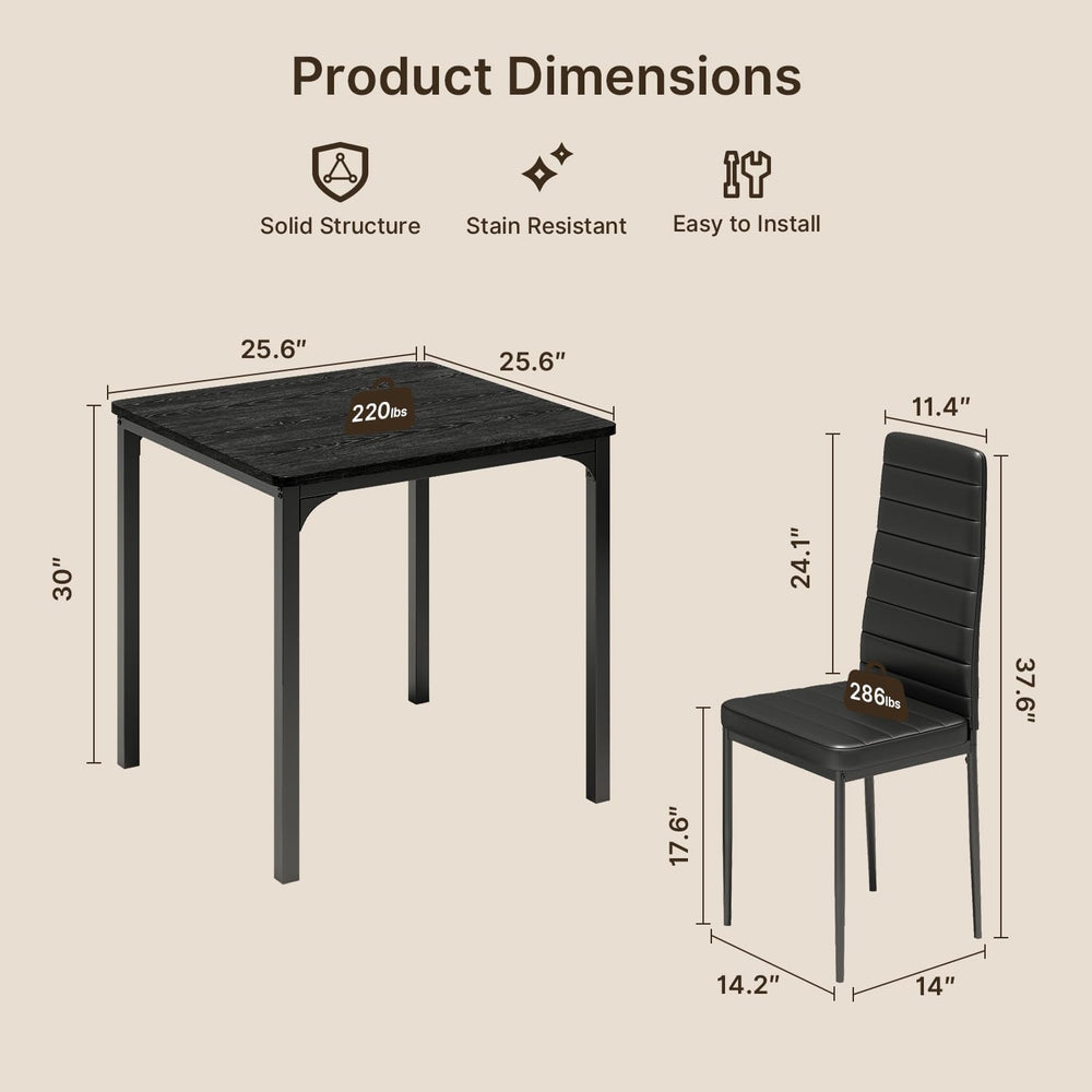 Gizoon Kitchen Table for 2, Table and Chairs Set of 2, 3 Piece Dinner Table S...