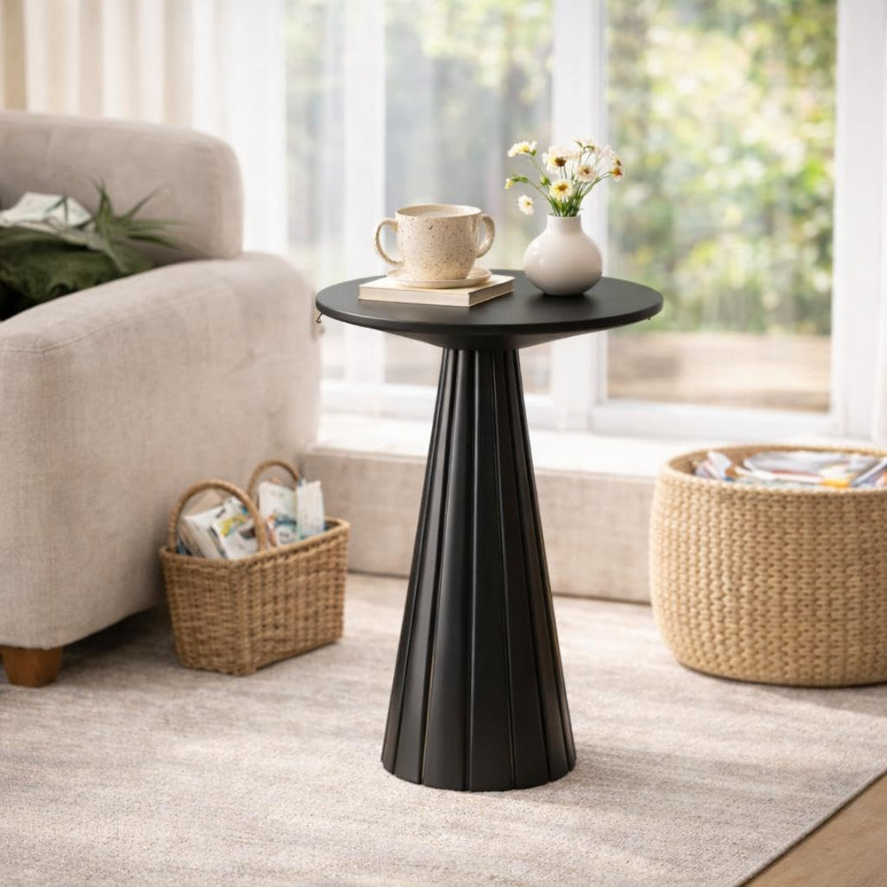 COZAYH Rustic Pedestal End Table, Farmhouse Round Martini Table Wood Plant St...
