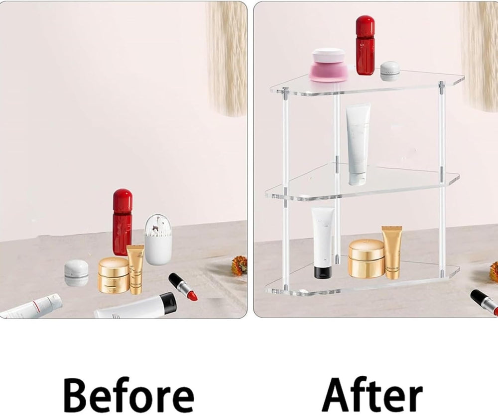 Acrylic Side Table, 3 Tier Corner Shelf Stand End Table Corner Display Rack S...