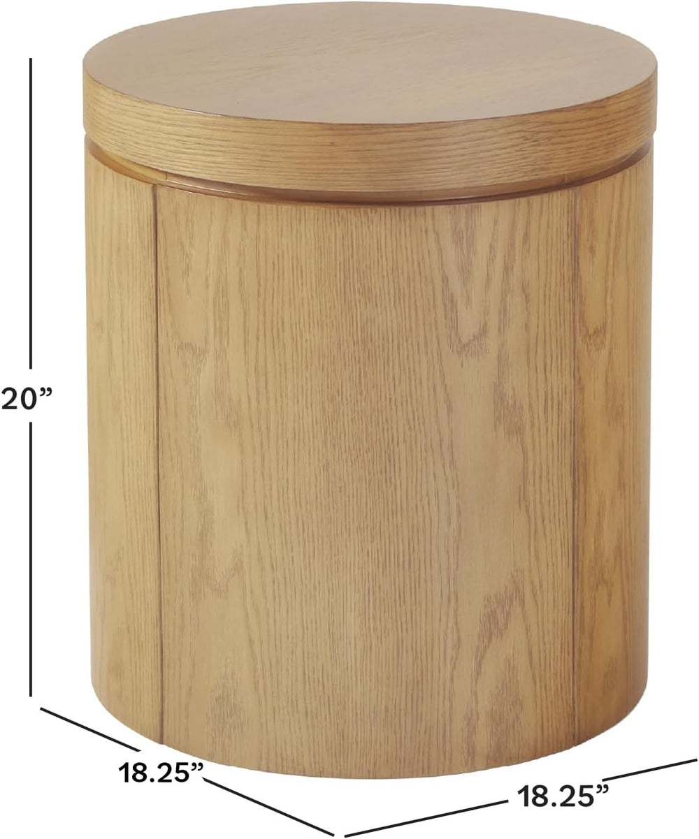 Walker Edison 2-Pack Maya Modern Solid Oak Wood Veneer Side Tables with Stora...