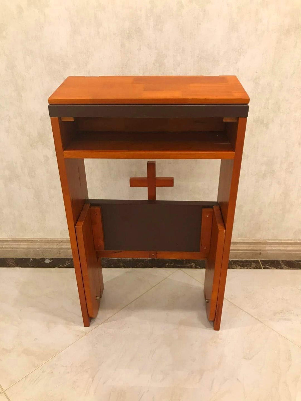 Prayer Bench Stool,Solid Wood Prayer Kneeler with Bench and Folding Table Top...