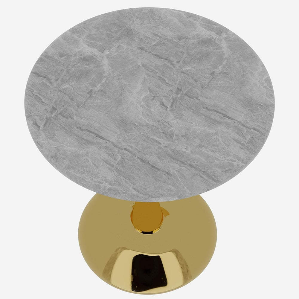 JOSHEN 28" Marble-Effect Bedside Table, Small Sofa Side Tables with Stab...