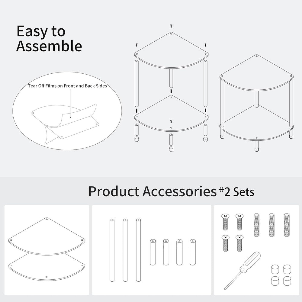 Clear Triangle Acrylic Side Table Set of 2 for Small Space, 11.81" L x 1...