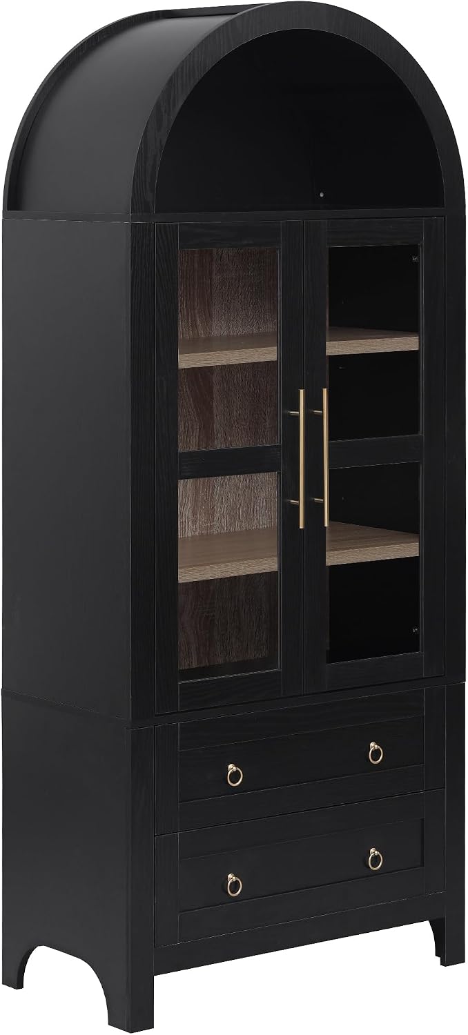 LUMISOL Tall Kitchen Pantry Cabinet with 2 Large Drawers, 71" Arched Sto...