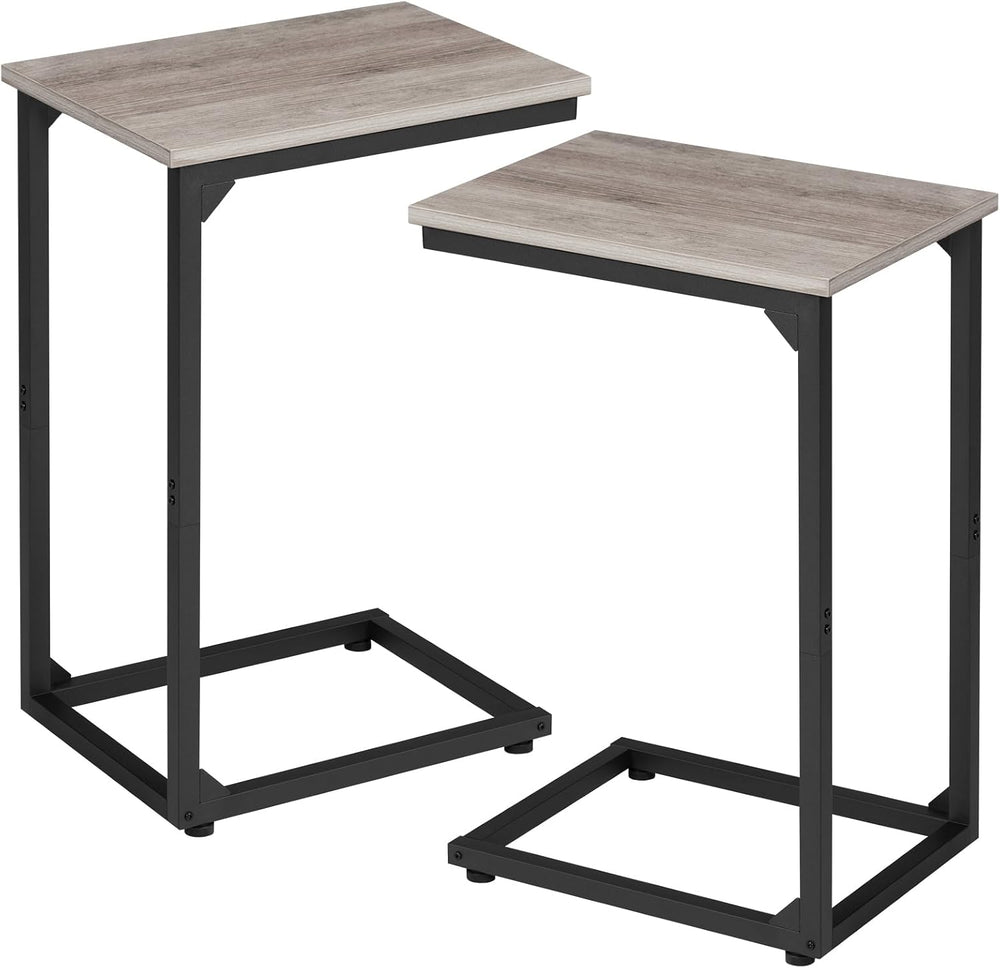 AMHANCIBLE C Shaped End Table Set of 2, Couch Side Table that Slide Under