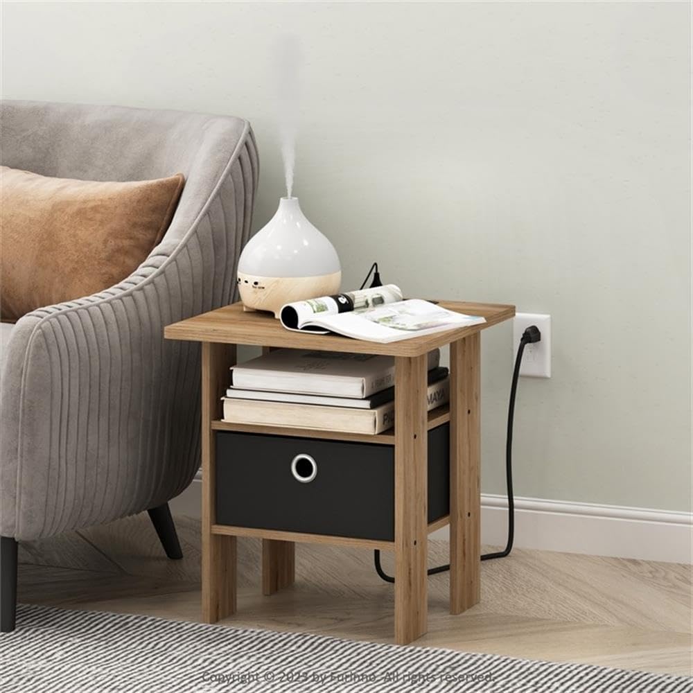 Pemberly Row Charging Station End Table, Composite Wood, Flagstaff Oak/Black ...