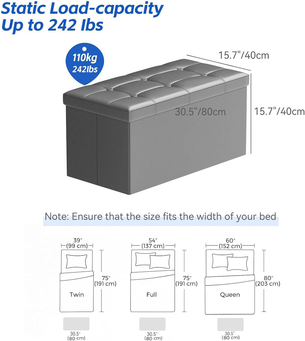 BRIAN & DANY 30 Inches Storage Ottoman Bench, Faux Leather Ottoman with S...