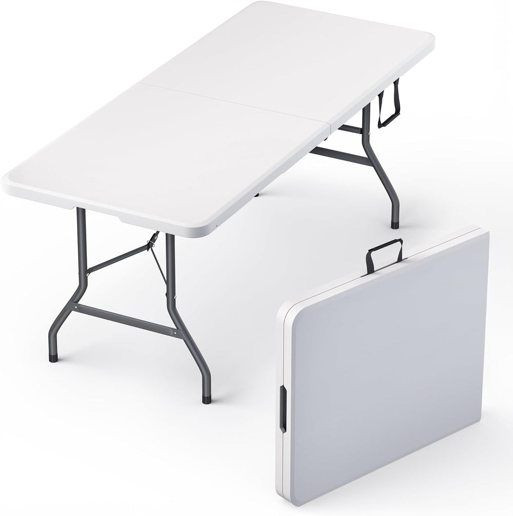 6 Feet Foldable Table with Built in Handle & Steel Legs | 6FT Heavy Duty ...