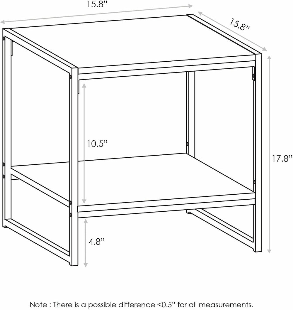 Furinno Camnus Side Table, 2-Tier Black End Table with Metal Frame, Square Ni...