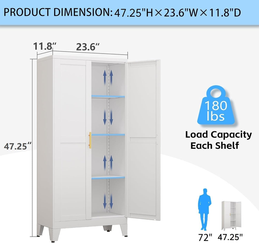 erosoei Metal Pantry Storage Cabinet, Kitchen Storage Cabinets with Adjustabl...