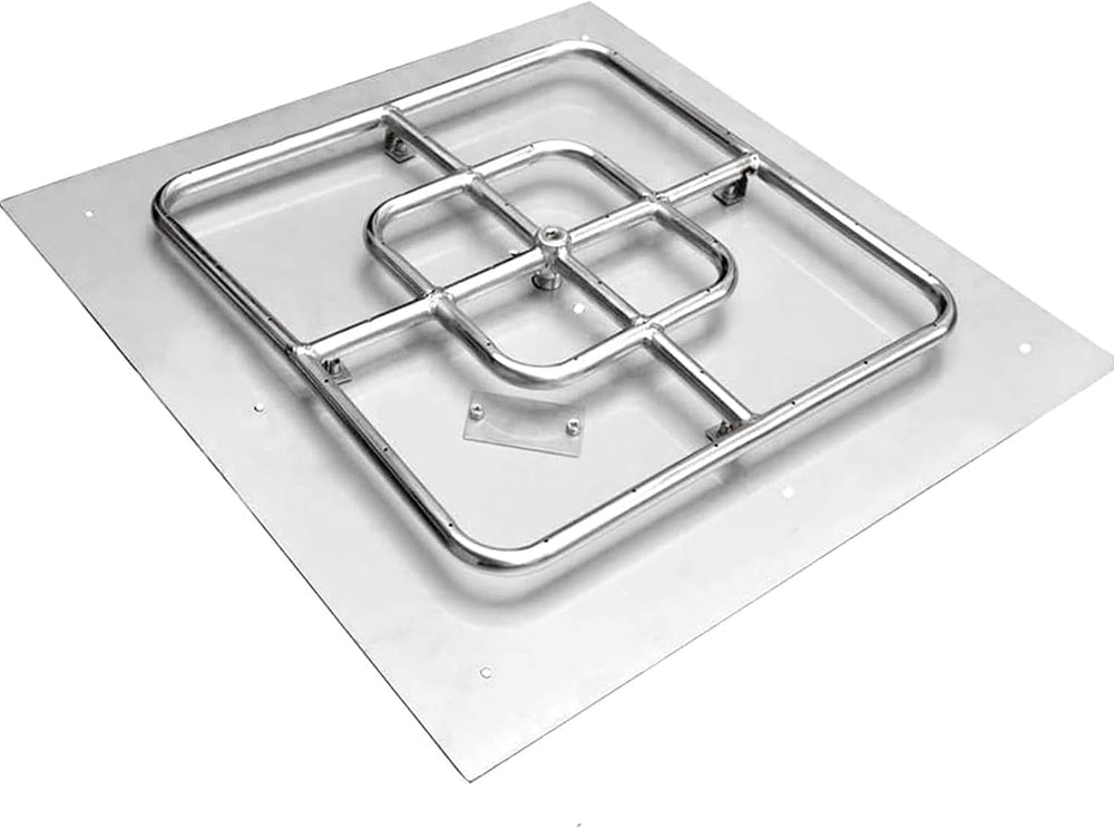 onlyfire 18" Square Fire Pit Flat Pan with Burner Ring Assembly, 92,000 BTU