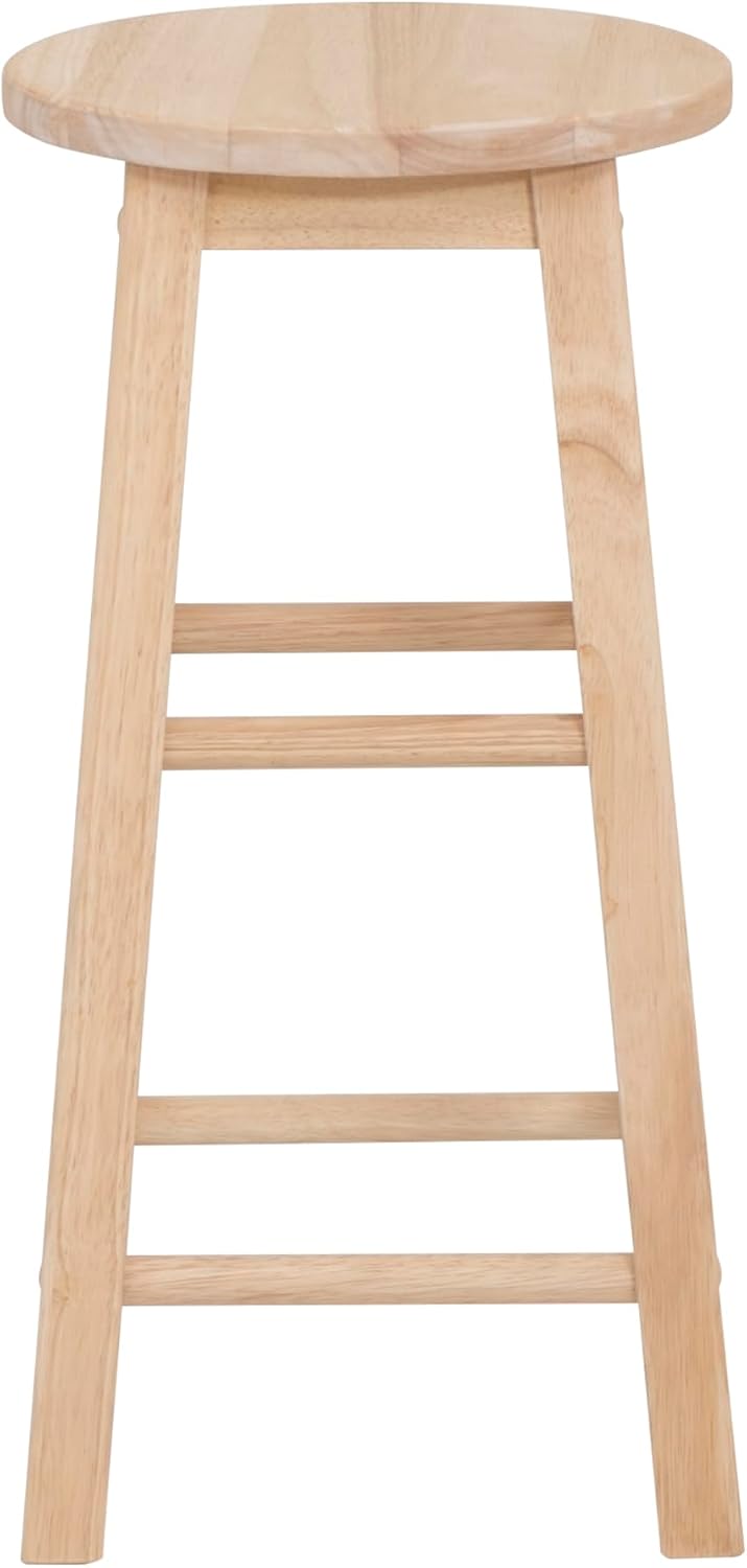 Linon Zeke Unfinished Solid Wood Backless Round Counter Stool with 24 Inch Se...
