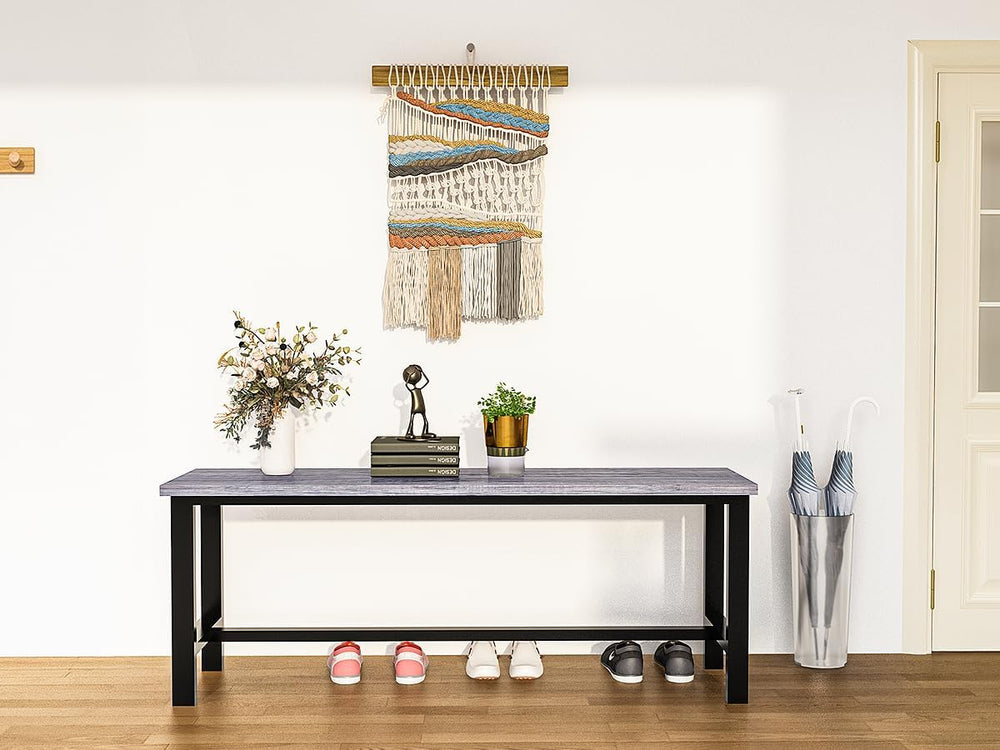 AWQM Dining Bench, Pair of 2, Table Bench, Thickened Steel Frame, Wood Bench,...