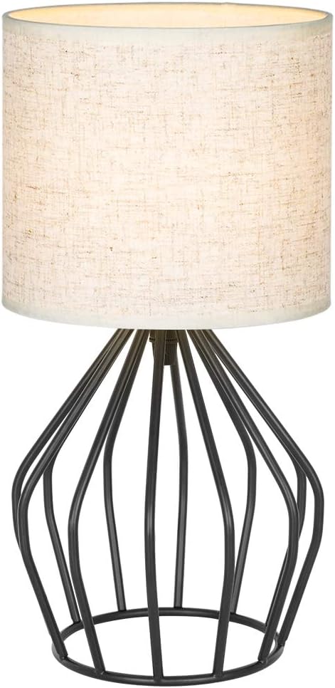 HAITRAL Black Modern Table Lamp - Minimalist Small Bedside Lamp,13.8 Inch