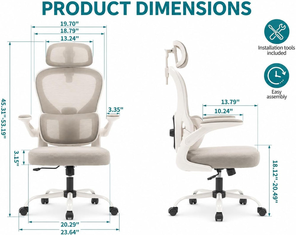 Ergonomic Office Chair with Adjustable Headrest & Lumbar Support, High Ba...