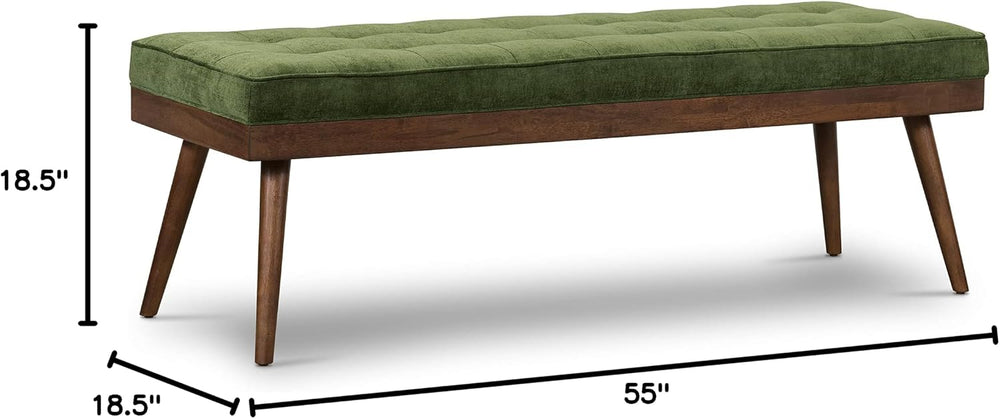 Poly & BARK Luca Fabric Bench – Tufted Upholstered Entryway or Bedroom Be...