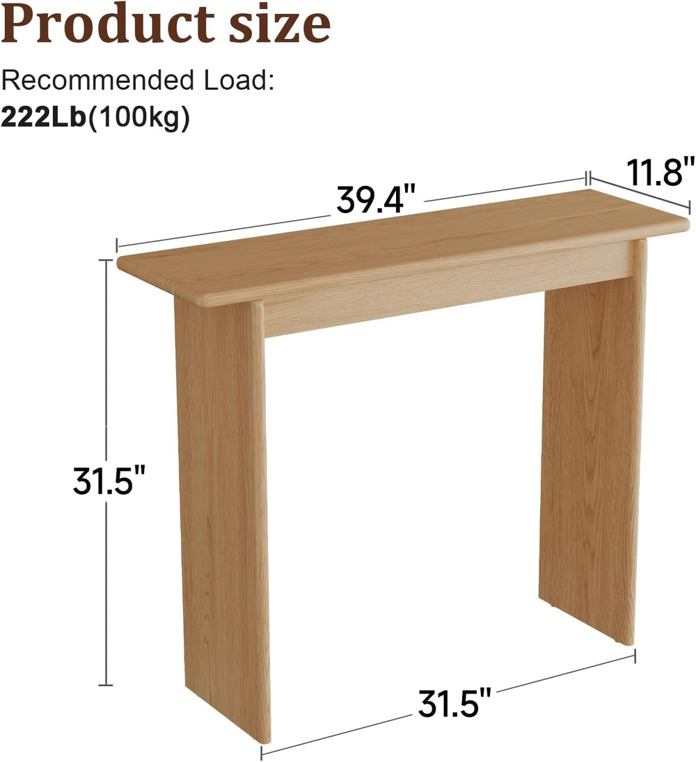 AQIMUELE Natural Console Table Thin Rubberwood Minimalist Mid-Century Style |...