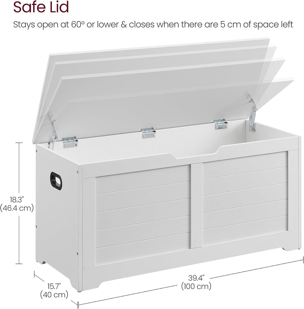 VASAGLE Storage Chest, 39.4 Inches Width Bench with 2 Safety Hinges | Farmhou...