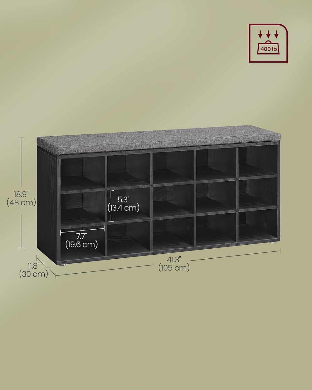 VASAGLE CUSTOS Collection - Shoe Bench, Storage Bench with Padded Seat, Entry...